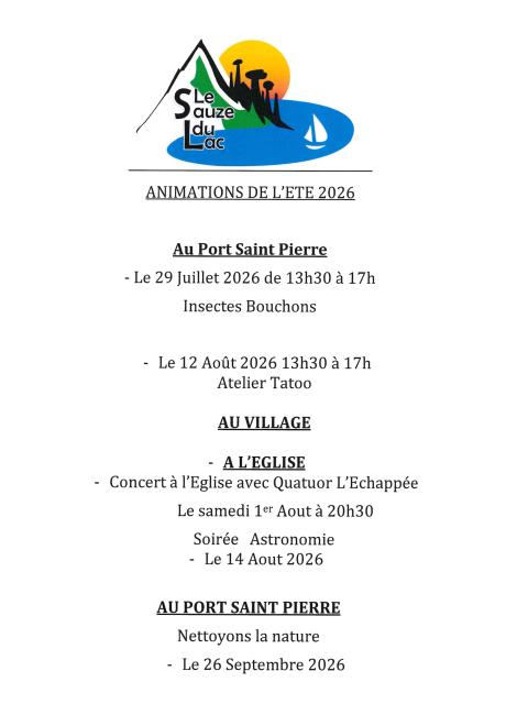 ANIMATIONS DE L'ETE 2026