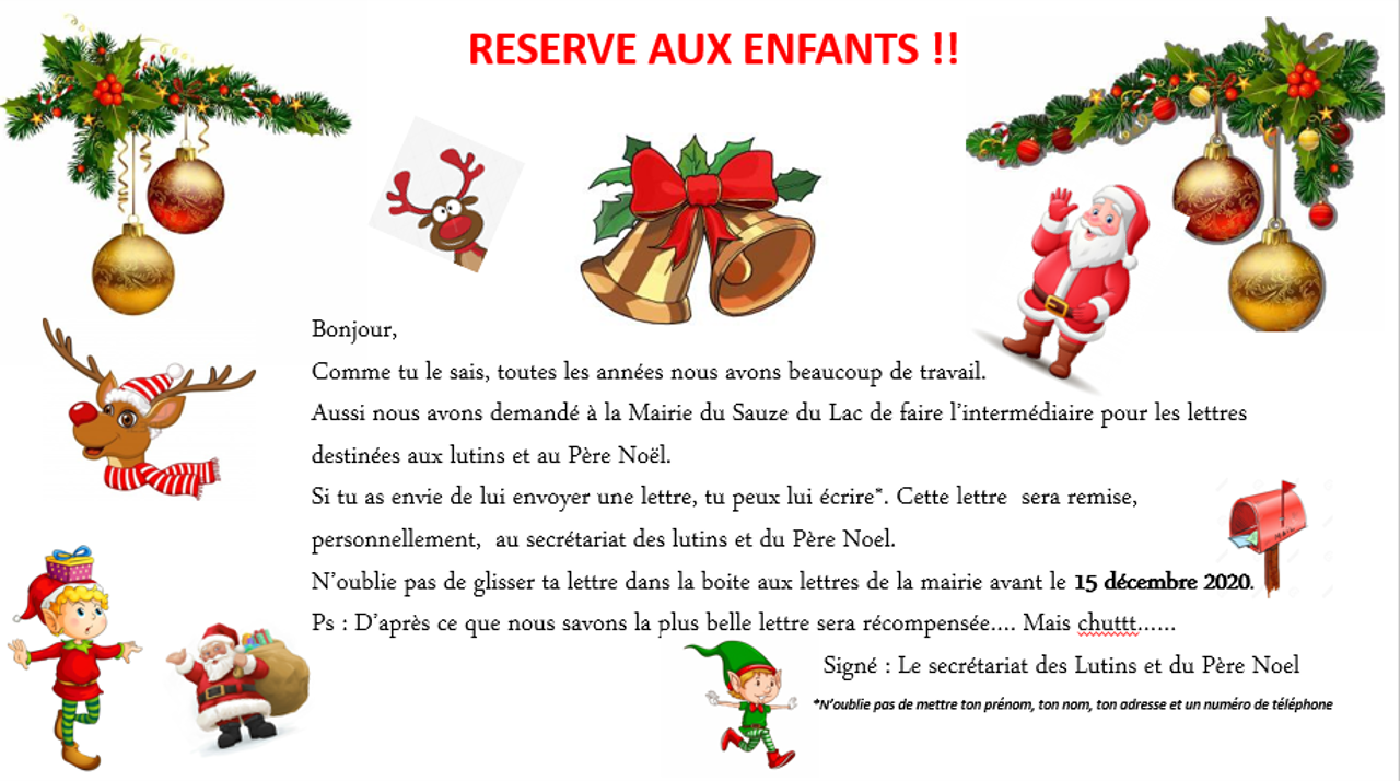 LETTRE AU PERE NOEL ET AUX LUTINS